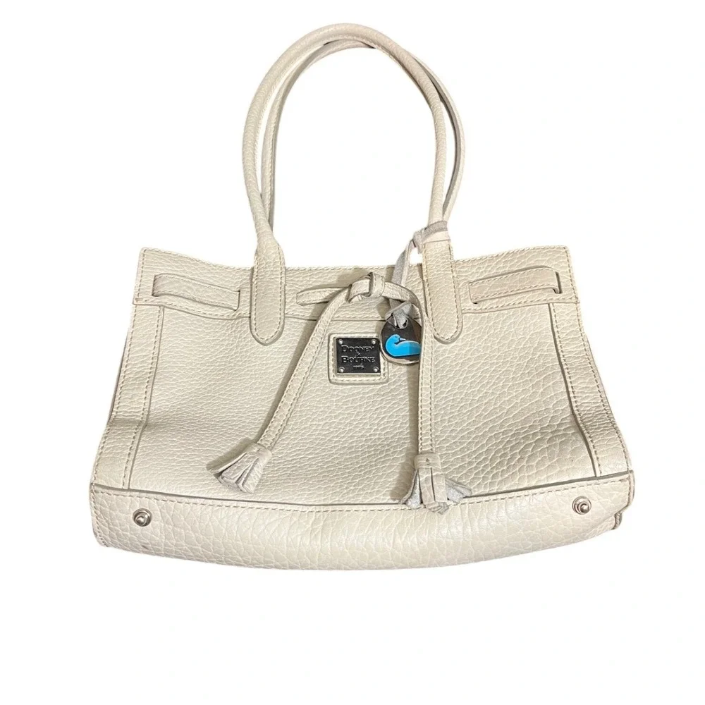 DOONEY & BOURKE East West Tassel OFF WHITE IVORY Pebble Leather Tote Satchel Bag